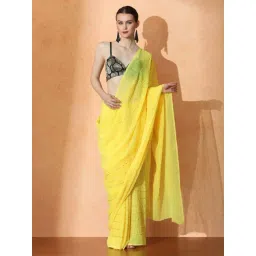 Jaipur Kurti Yellow Embellished Saree with Unstitched Blouse-picture-27