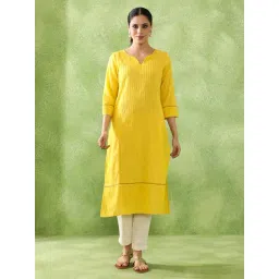 Jaipur Kurti Yellow Pure Cotton Embroidered Kurti-picture-31