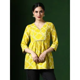 Jaipur Kurti Yellow Pure Cotton Printed Top-picture-22