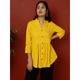 Jaipur Kurti Yellow Striped Top-picture-18