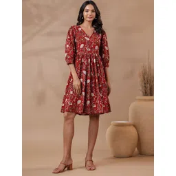 Jaipur Morni Printed V-Neck Pure Cotton Ethnic Dress-picture-26