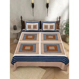 JAIPUR PRIME Orange Printed Pure Cotton 210 TC King Bedsheet Set 2.74 x 2.54 m-picture-27