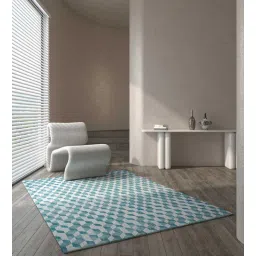 Blue Geometric Wool 8 ft x 10 ft Hand knotted Carpet By Jaipur Rugs-picture-37