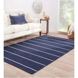 Blue Wool Geometrical 5 x 8 Feet Hand Woven Carpet by Jaipur Rugs-picture-32