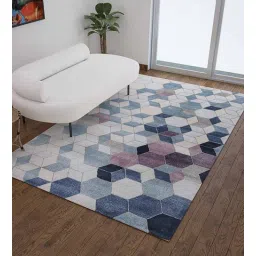 jaipur rugs Blue Wool And Viscose Geometrical 5 x 8 Feet Hand Tufted Carpet-picture-36