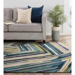 jaipur rugs Blue Wool Geometrical 5 x 8 Feet Hand Tufted Carpet-picture-35