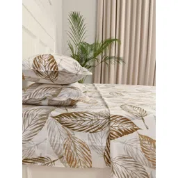 Jaipur Weaves Brown & White Printed 240 TC Queen Cotton Bedsheet Set 2.54 m x 2.75 m-picture-44