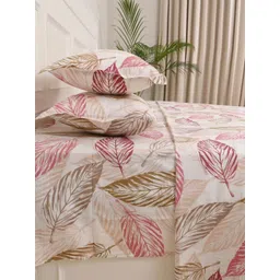 Jaipur Weaves Pink & White Floral Printed 240 TC Queen Bedsheet With 2 Pillow Covers-picture-40