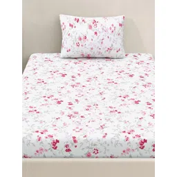 Jaipur Weaves White Floral Single Bedsheet with 2 Pillow Covers-picture-33