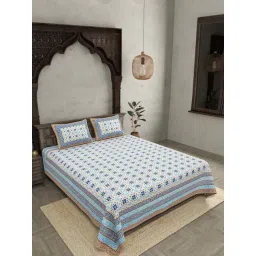 JaipurFabric Azure Pure Cotton 180 TC Catchy Canvas Double Bedsheet with 2 Pillow Covers-picture-37