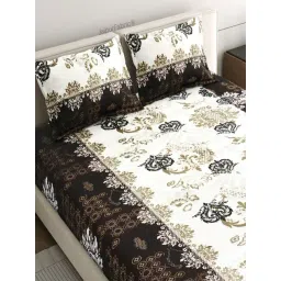 JaipurFabric Black Velvet Printed 300 TC Double Bedsheet with 2 Pillow Covers image 1