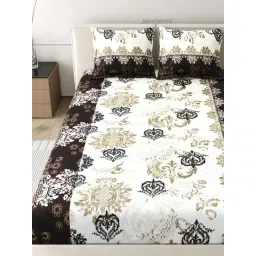 JaipurFabric Black Velvet Printed 300 TC Double Bedsheet with 2 Pillow Covers image 2