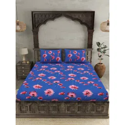 JaipurFabric Blue 100% Pure Cotton 150 TC Double Bedsheet with 2 Pillow Covers-picture-39