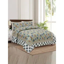 JaipurFabric Blue & Grey 180 TC 100% Cotton Beauty Double Bedsheet with 2 Pillow Covers-picture-11