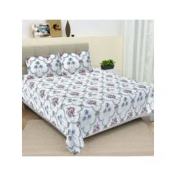 JaipurFabric Blue & Pink Pure Cotton 240 TC Rose Bouquet Printed Bedsheet with 2 Pillow Covers-picture-18