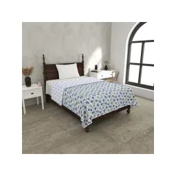JaipurFabric Blue Pure Cotton 180 TC Blossomy Reversible Single Bed Dohar-picture-35