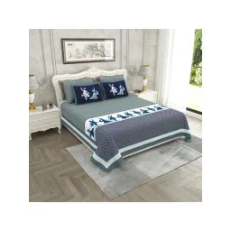 JaipurFabric Blue Pure Cotton 280 TC Divine Dance King Size Bedsheet with 2 Pillow Covers-picture-33