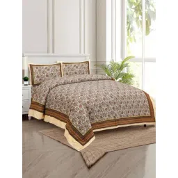 JaipurFabric Brown 180 TC 100% Cotton Florets Double Bedsheet with 2 Pillow Covers-picture-39