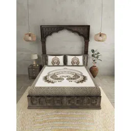 JaipurFabric Brown Pure Cotton 180 TC Double Bedsheet with 2 Pillow Covers-picture-33