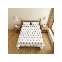 JaipurFabric Brown Pure Cotton 240 TC Printed King Size Bedsheet with 2 Pillow Covers-picture-19