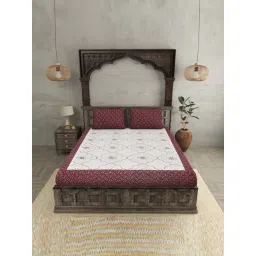 JaipurFabric Burgundy Pure Cotton 280 TC Jaipuri Jharokha Double Bedsheet with 2 Pillow Covers-picture-19
