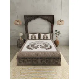JaipurFabric Chocolaty Brown Pure Cotton 180 TC Double Bedsheet with 2 Pillow Covers-picture-13