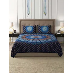 JaipurFabric Dark Blue 100% Pure Cotton 180 TC Double Bedsheet with 2 Pillow Covers-picture-31