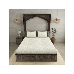 JaipurFabric Green & Grey Cotton 254 TC Wildlife Super King Size Bedsheet with 2 Pillow Covers-picture-39