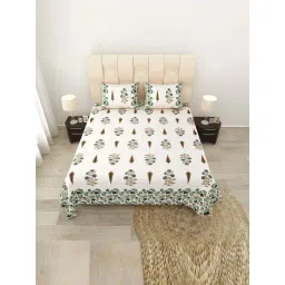 JaipurFabric Green Pure Cotton 180 TC Printed Double Bedsheet with 2 Pillow Covers-picture-43