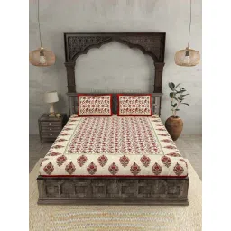 JaipurFabric Maroon 100% Pure Cotton 150 TC Double Bedsheet with 2 Pillow Covers-picture-28