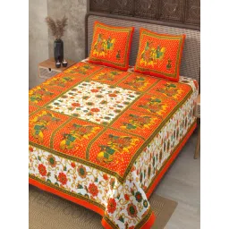 JaipurFabric Multicolor Cotton Printed 180 TC Double Bedsheet with 2 Pillow Covers-picture-25