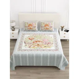 JaipurFabric Multicolor Cotton Printed 200 TC Double Bedsheet with 2 Pillow Covers-picture-13