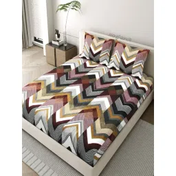 JaipurFabric Multicolor Velvet Printed 300 TC Double Bedsheet with 2 Pillow Covers-image-13