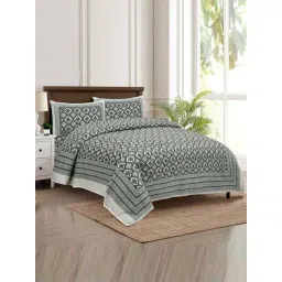 JaipurFabric Olive 180 TC 100% Cotton Kite Walk Double Bedsheet with 2 Pillow Covers-picture-25