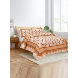 JaipurFabric Peachy 180 TC 100% Cotton Jaal Double Bedsheet with 2 Pillow Covers-picture-41