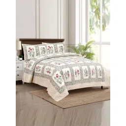 JaipurFabric Pink 180 TC 100% Cotton Pot Grid Double Bedsheet with 2 Pillow Covers-picture-46