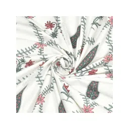 JaipurFabric Pink & Green Pure Cotton 240 TC Printed King Size Bedsheet with 2 Pillow Covers image 4