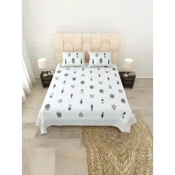JaipurFabric White Pure Cotton 180 TC Printed Double Bedsheet with 2 Pillow Covers-picture-15