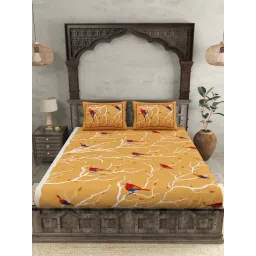 JaipurFabric Yellow 100% Pure Cotton 150 TC Double Bedsheet with 2 Pillow Covers-picture-26