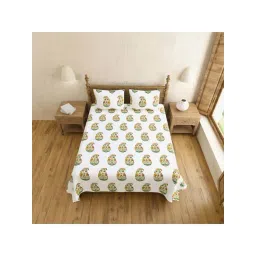 JaipurFabric Yellow Pure Cotton 240 TC Printed King Size Bedsheet with 2 Pillow Covers-picture-42