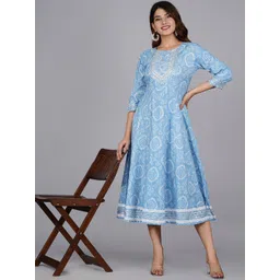 JAIPURI COLLECTION Ethnic Motifs Embroidered Sequinned Ethnic Dress-picture-12