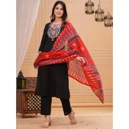 JAIPURI COLLECTION Women Ethnic Motifs Embroidered Kurta with Trousers & Dupatta-picture-17