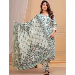 JAIPURI COLLECTION Women Floral Printed Pure Cotton Kurta with Pyjamas & Dupatta-picture-31