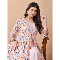 Jaipurite Women Floral Printed Embroidered Maxi Dress image 5
