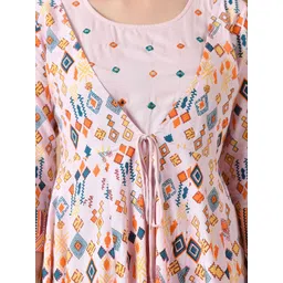 Jaipurite Women Floral Printed Embroidered Maxi Dress image 4