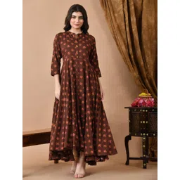 Jaipurite Women Floral Printed Thread Work Anarkali Ethnic Dress-picture-13