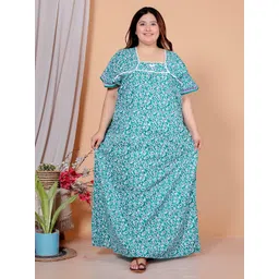 JAIPZZ APPARELS Women Pure Cotton Printed Maxi Nightdress-picture-30
