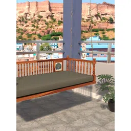 JAIRI TRADERS Brown & GreyWooden Swings With Back Support & Cushion-picture-46