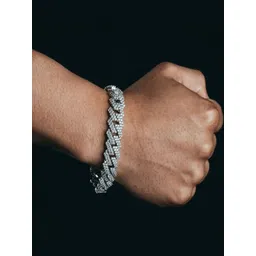 JaishreeFab Unisex Silver-Plated Cubic Zirconia Studded Link Bracelet-picture-25