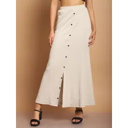 JAKANARY Ribbed Button Detailed A-Line Maxi Skirt-picture-12